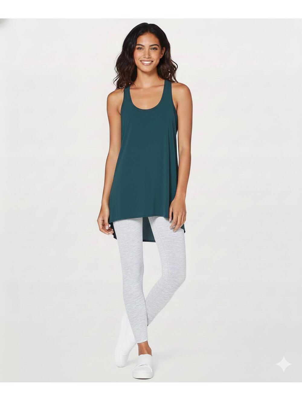 FRENCHI - Teal Racerback Tunic Tank Top Flowy Layering Staple - Size Small
